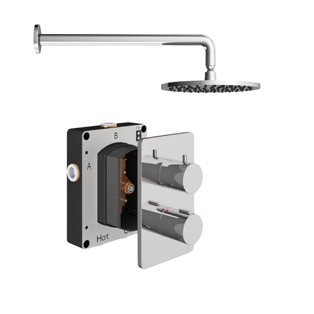 Product Cut out image of the Abacus Iso Chrome 1 Outlet Shower Pack with Fixed Shower Head